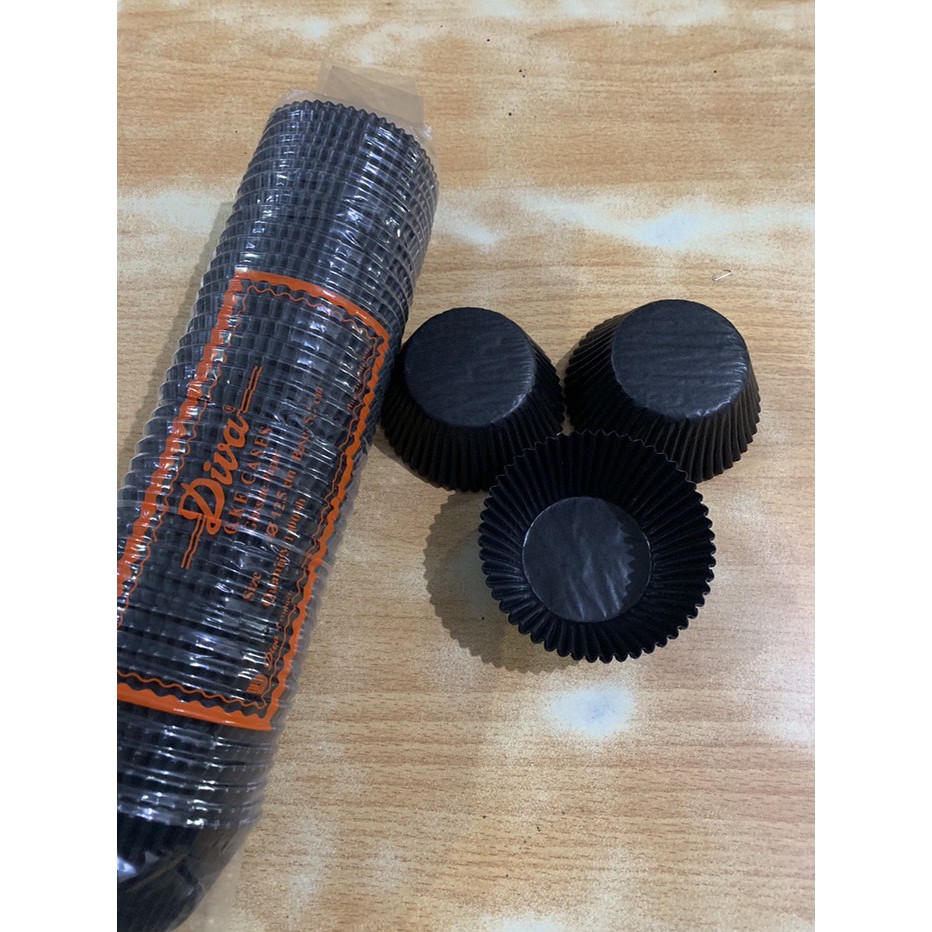 Case Diva 125/52 BLACK 100 pc repack / kertas muffin cupcake CUP Muffin cupcake kertas muffin hitam