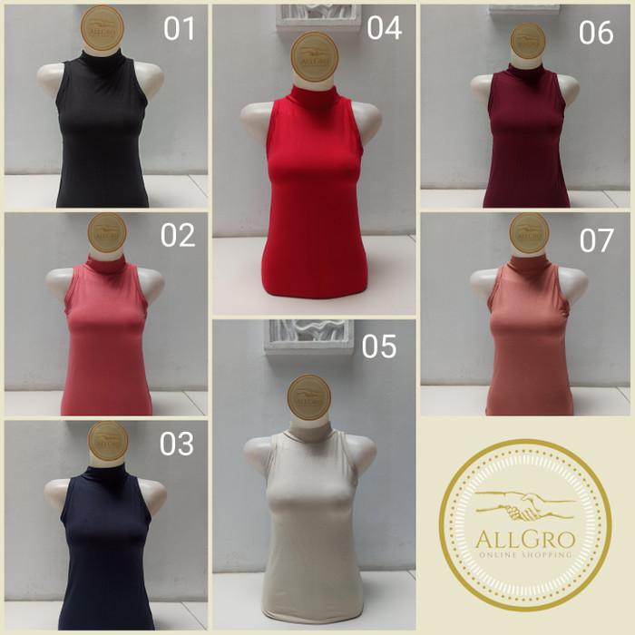 Turtleneck Wanita Sleeveless Tank Top