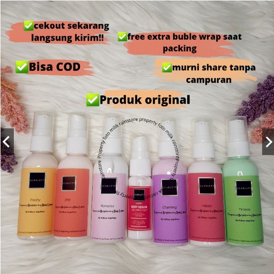 PROMO Scarlet Whitening Body Lotion 60ml / Scarlett Mini LOTION MINI SIZE /ROMANSA/CHARMING/JOLLY/FANTASIA/FRESHY/HAPPY