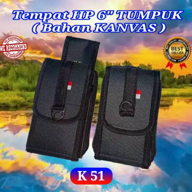 Sarung Tempat Hp Pinggang Double Slot Tempat HP Tumpuk + Dompet Hp Resliting Pria Kanvas (TH-51)