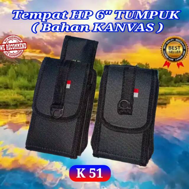 Sarung Tempat Hp Pinggang Tempat HP Tumpuk + Dompet Hp Resliting Pria Kanvas (TH-51)