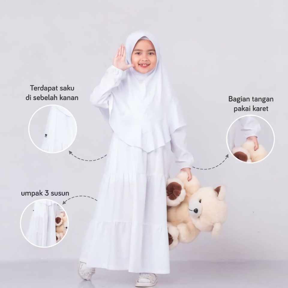 Gamis Anak Perempuan Set Hijab Gamis Putih Anak Perempuan  Gamis Putih Gamis Remaja Gamis Putih Anak Gamis Putih Anak Gamis Putih Remaja FH18