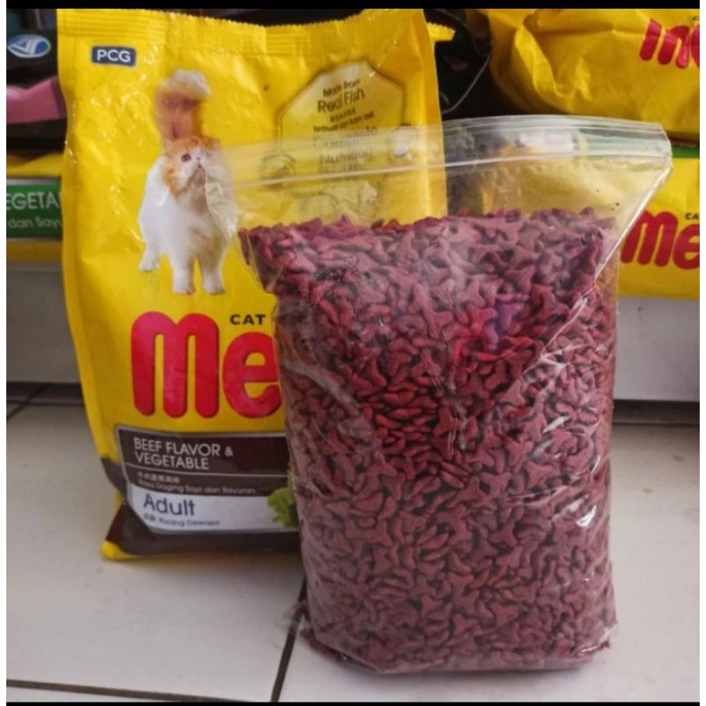 Meo Beef &amp; Vegetable Adult 1kg Repack - Makanan Kucing Dewasa Me-o