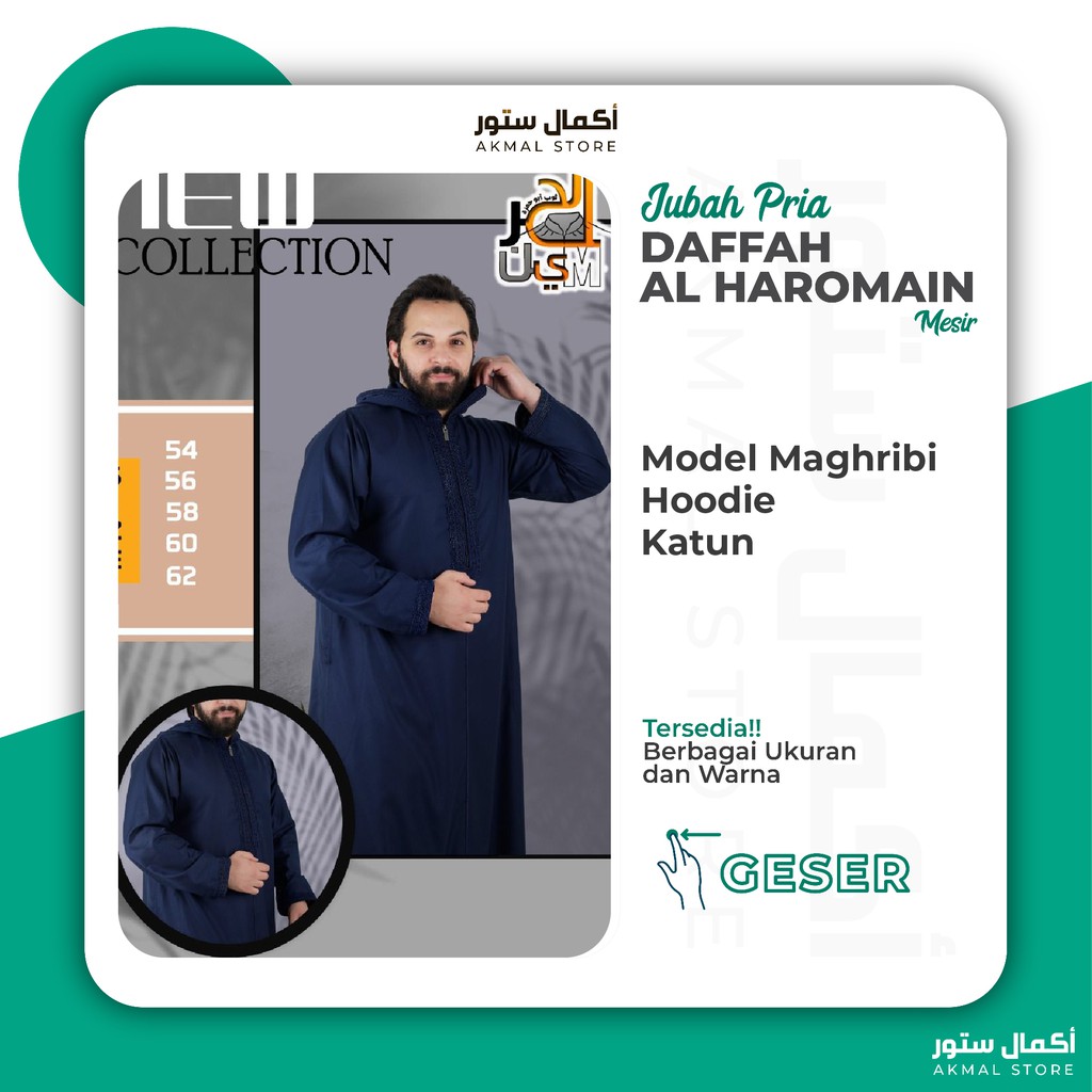 Jubah/Gamis Pria Hoodie Daffah Al Haramain Original Mesir