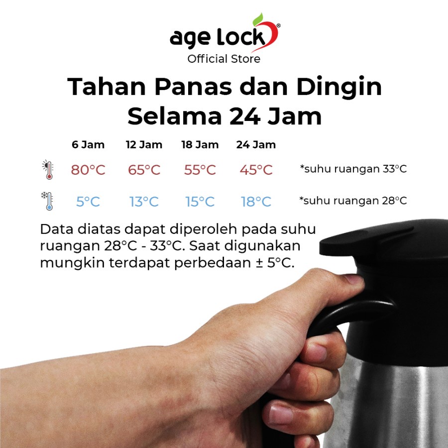 Termos Vacuum 2 Liter AGE LOCK Carafe LTC21 Panas/Dingin Hingga 24JAM