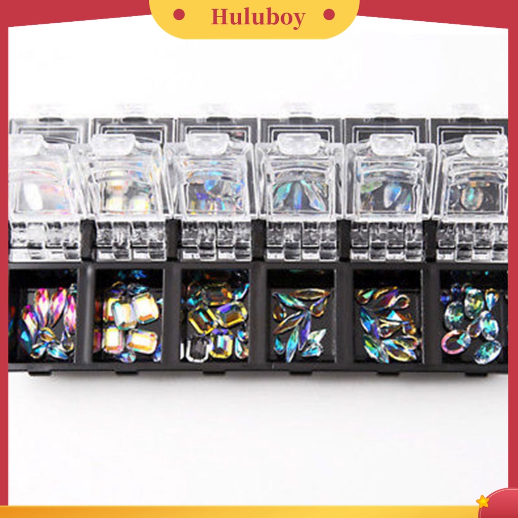 Huluboy Huluboy♡ 12 Kotak Stiker Kuku 3D Aneka Ukuran Warna Warni Untuk Nail Art