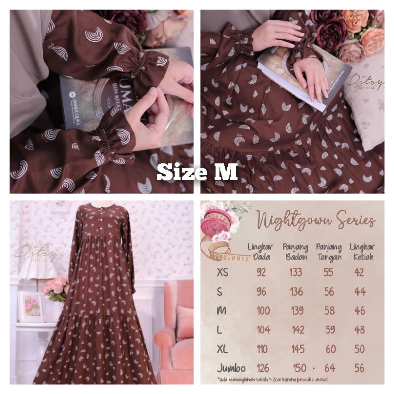 Ditsy Juli Verdant Choco Nightgown Size M