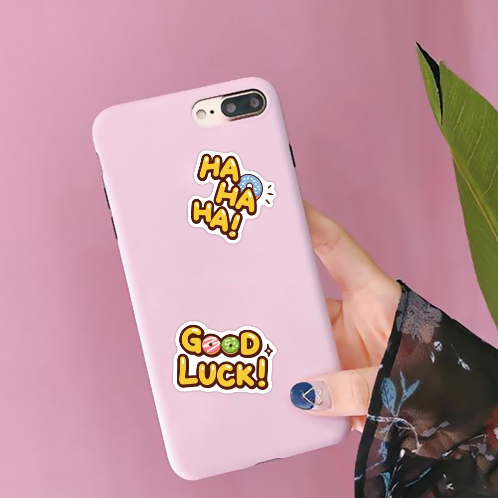 Kata bahasa Inggris frase stiker menyenangkan kue kartun stiker kecil phone case Cangkir air in graf