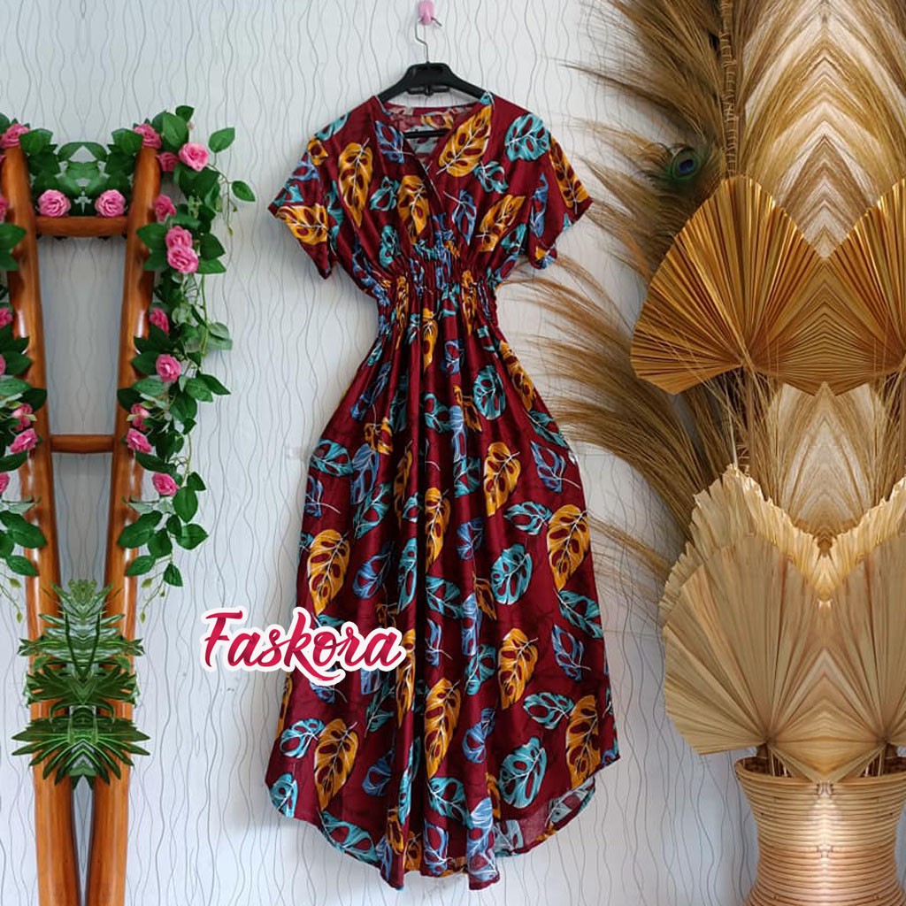 Casual Dress Wanita Jumbo / Dress Motif Bunga Jumbo Murah / Dress Janda Bolong Jumbo