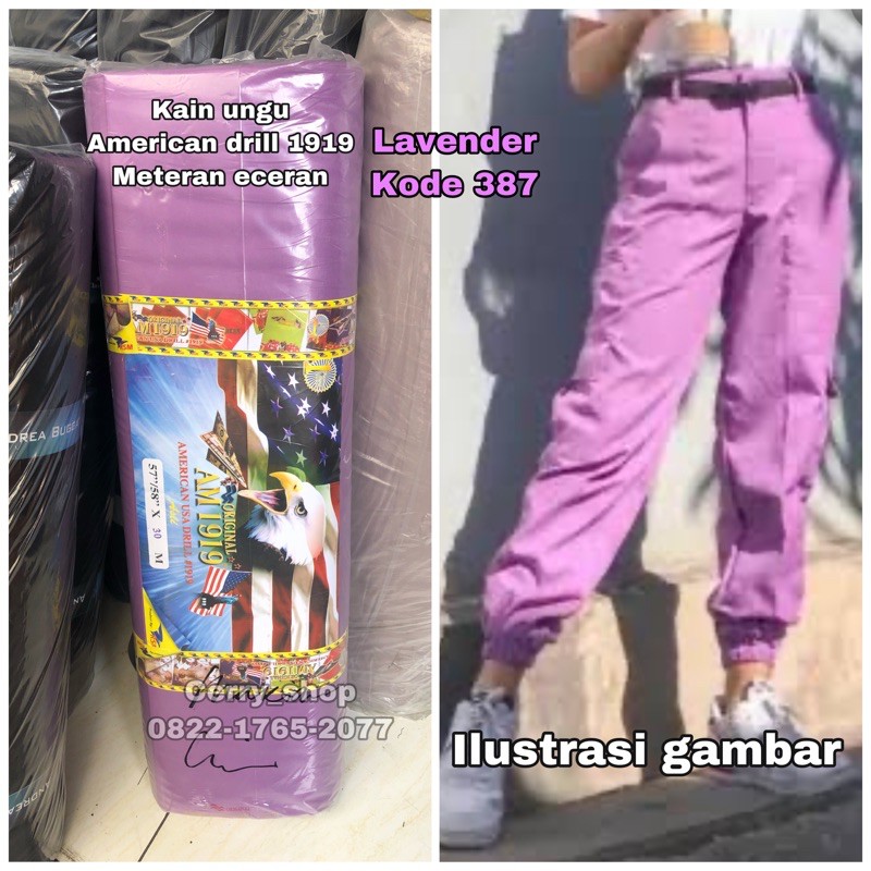 kain meteran american drill am1919 kode 387 ungu lavender lilac jahit celana baju oka scrubs dokter