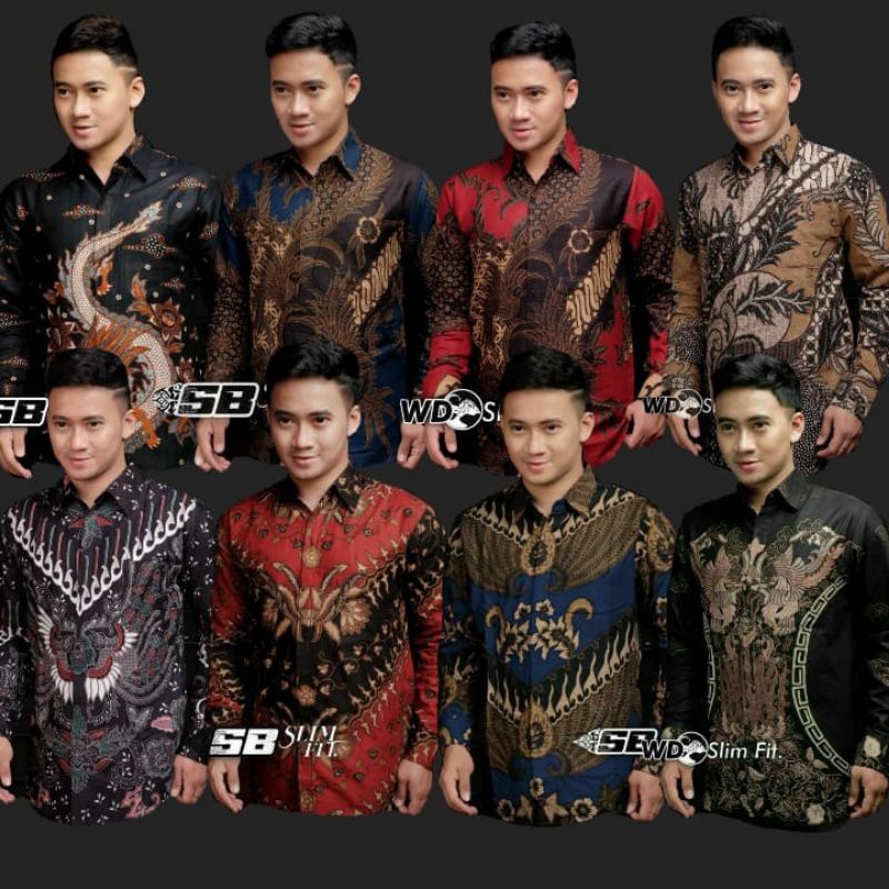 Baju batik Pria Slimfit Big Size M L XL XXL Atasan Kemeja Batik Lengan Panjang Original