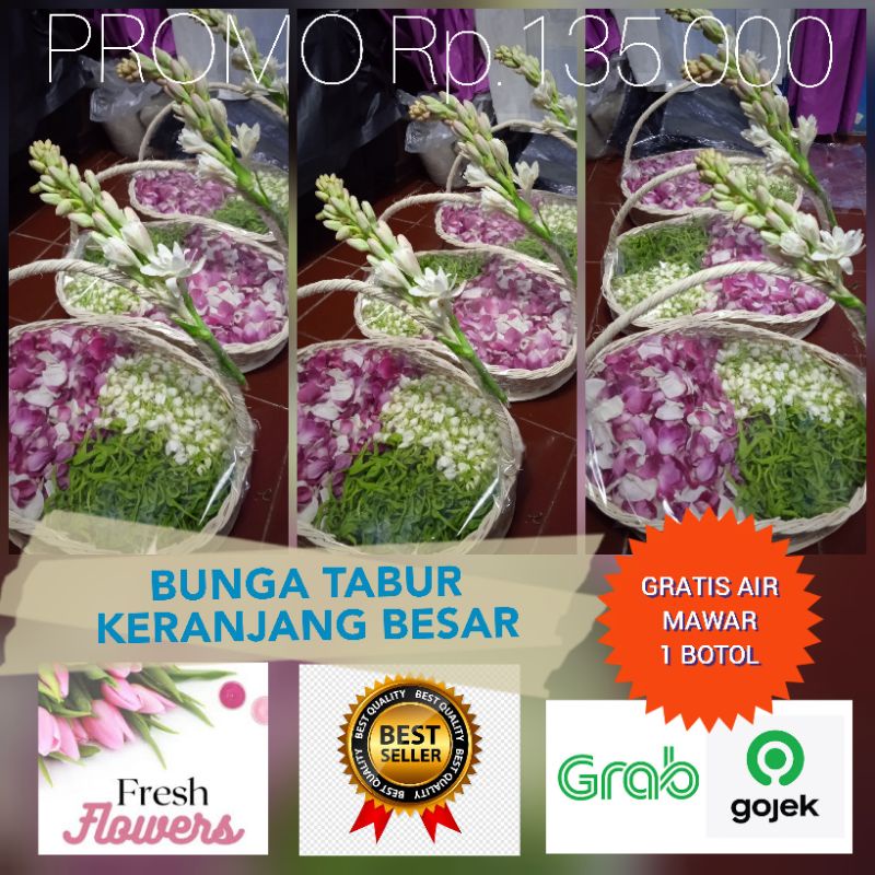 kembang tabur makam keranjang besar bunga mawar melati kenanga pandan iris free air mawar promo murah