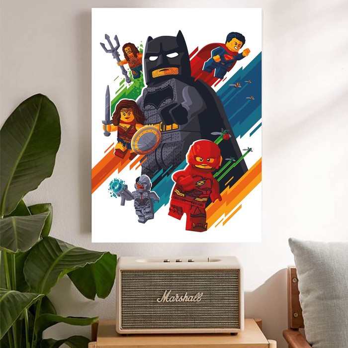 "Justice League Lego" Poster Kayu (30x22)
