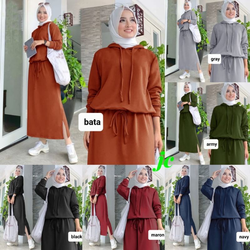JCZR - Set Rok Babyterry Alexa / One Set Atasan Dan Rok Wanita Muslim Terbaru