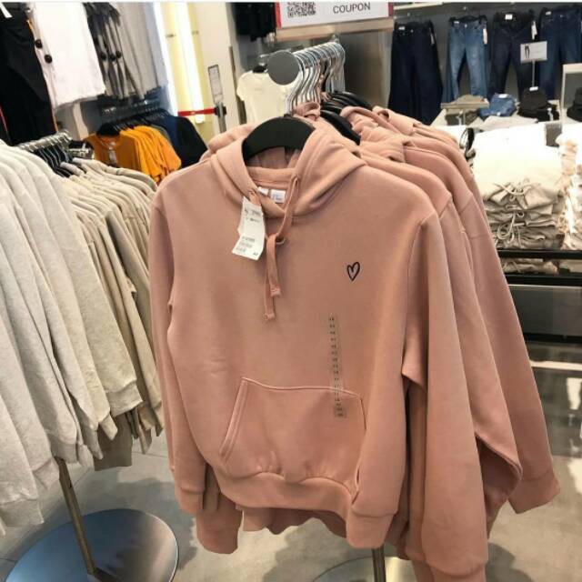 HOODIE WANITA - HEART SWEATER HOODIE MOCCA - HOODIE FLEECE - PAKAIAN TERLARIS - KOREAN STYLE