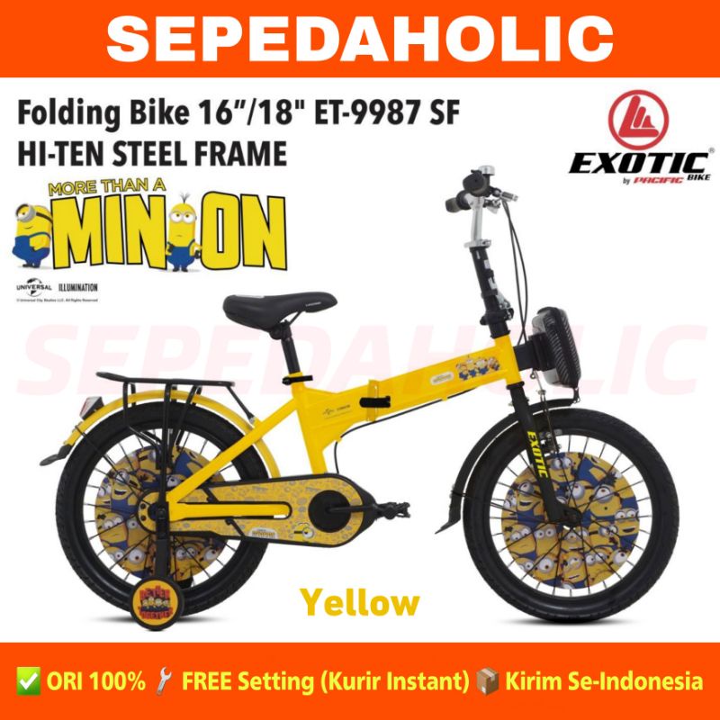Sepeda Lipat Anak EXOTIC ET 9987 SF MINION Ukuran 16 18 Inch Minions