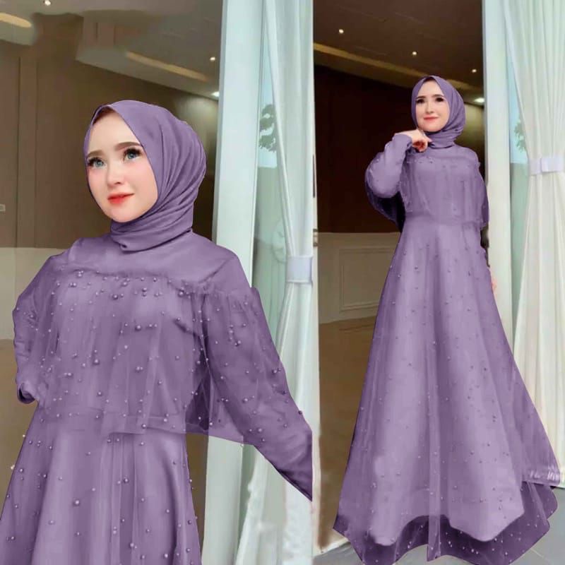 BAJU GAMIS DRESS FULL BRUKAT BROKAT TILE PESTA UMROH NAIK HAJI NIKAHAN KONDANGAN SERAGAMAN BRIDESMAI