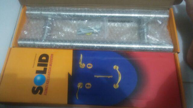 Paket Handle Pintu Stainless Baut Tembus Solid 45cm 2set+body Pelor