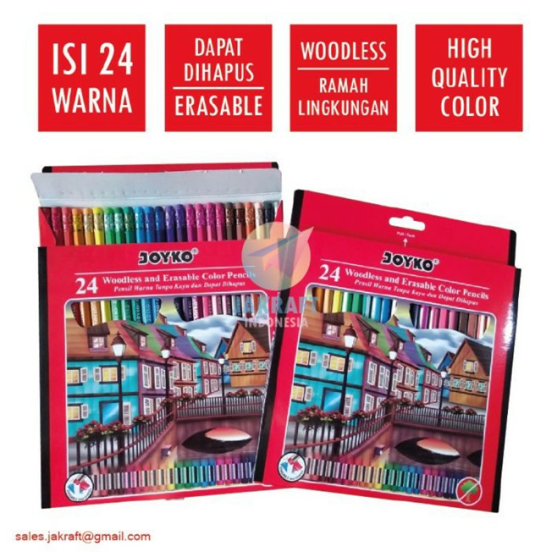 

PENSIL WARNA JOYKO CP-115 / PENSIL WARNA ISI 24 BISA DI HAPUS