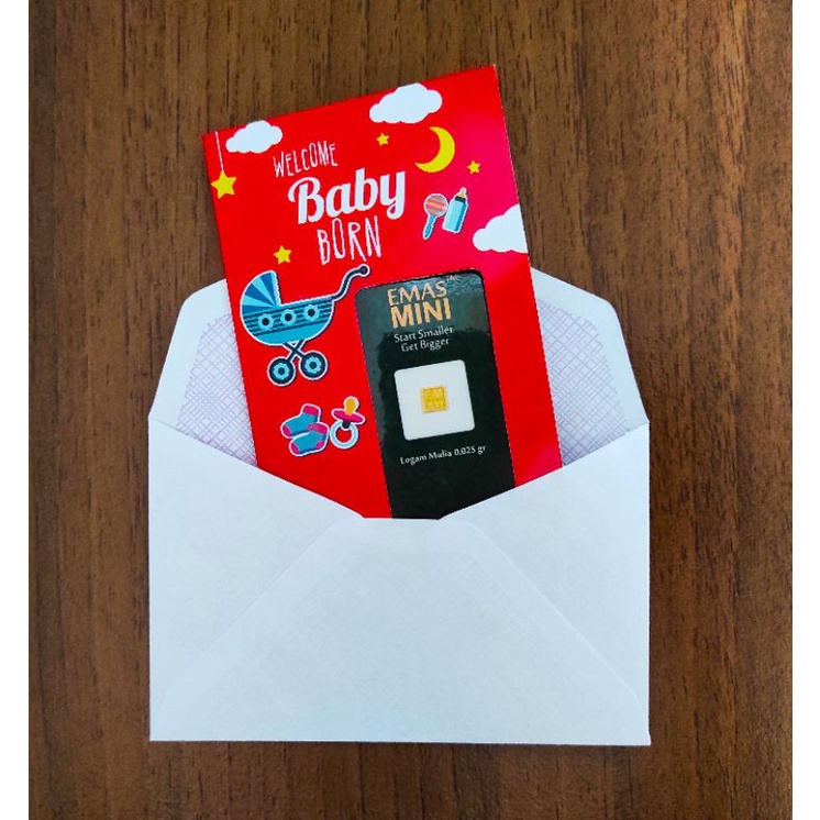 Kartu Ucapan Minigold, Eoa gold, emas mini, salam gold + gratis Amplop putih-Baby born