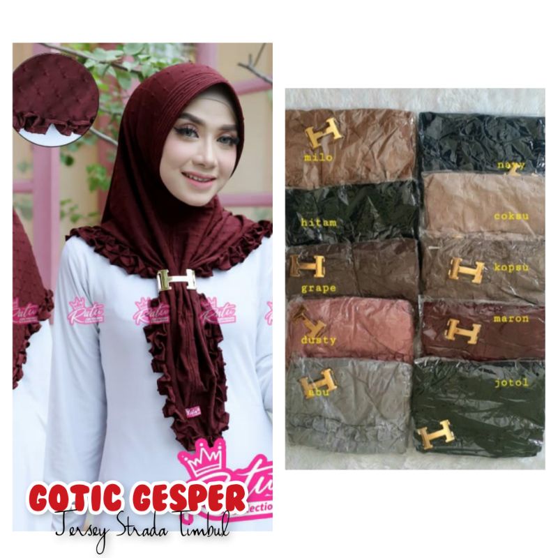 Hijab bergo ped jersey strada premium timbul gesper hermes murah terbaru