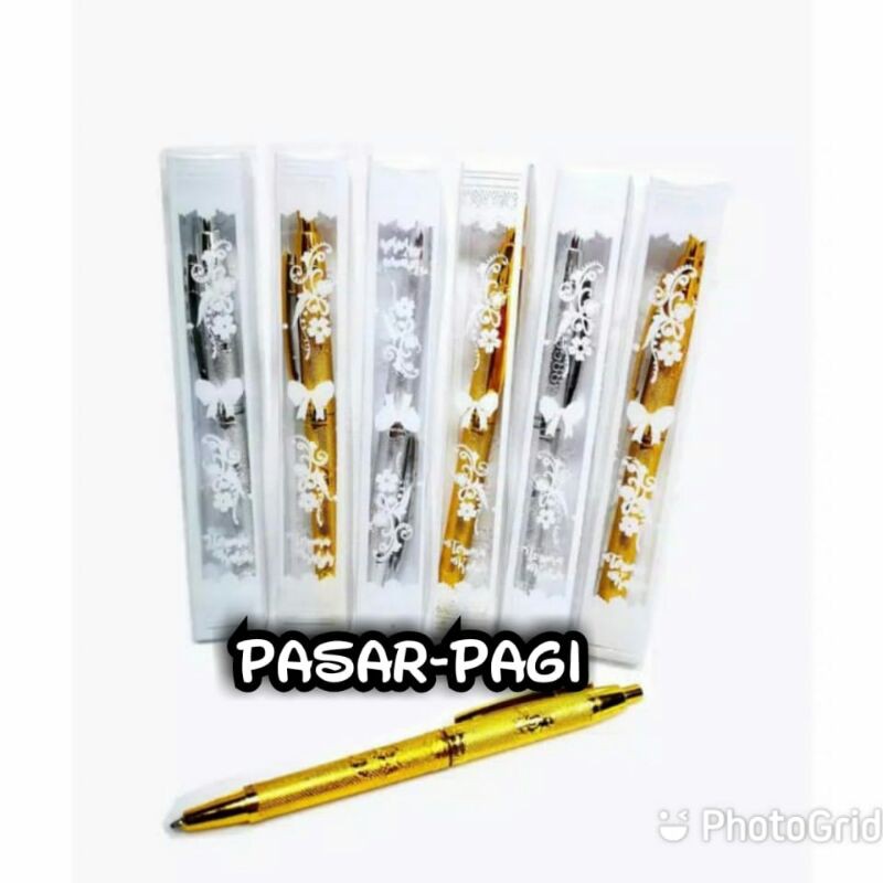 souvenir pernikahan pulpen emas perak isi 50 pcs harga murah dan gratis kartu ucapan