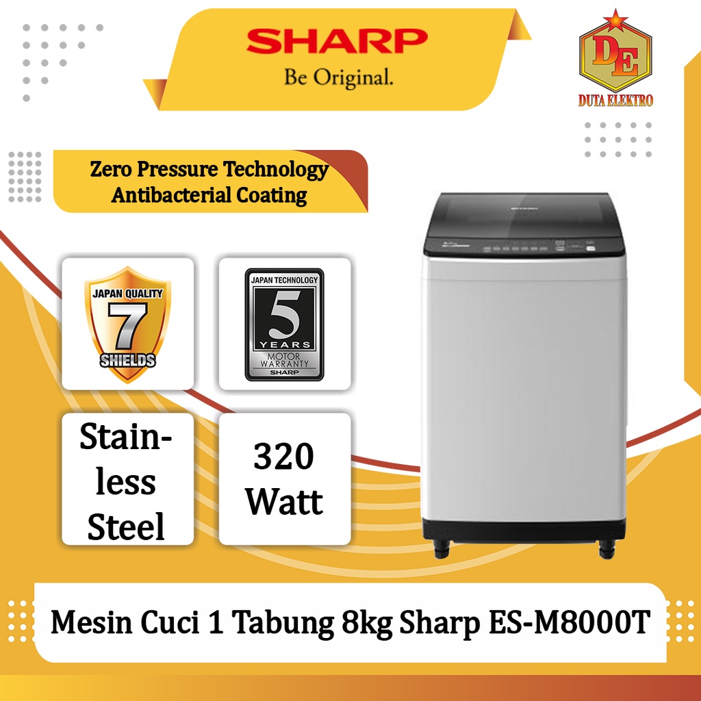 Mesin Cuci 1 Tabung 8kg Sharp ES-M8000T
