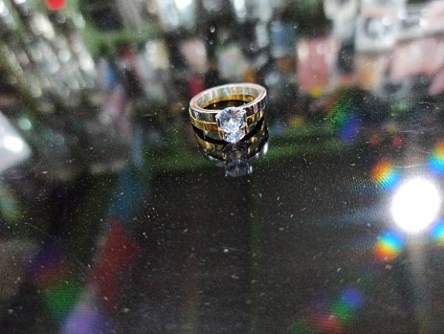 Cincin Titanium Mata Diamond model Korea solitare Stainless steel anti karat selamanya Fashion Ring-3