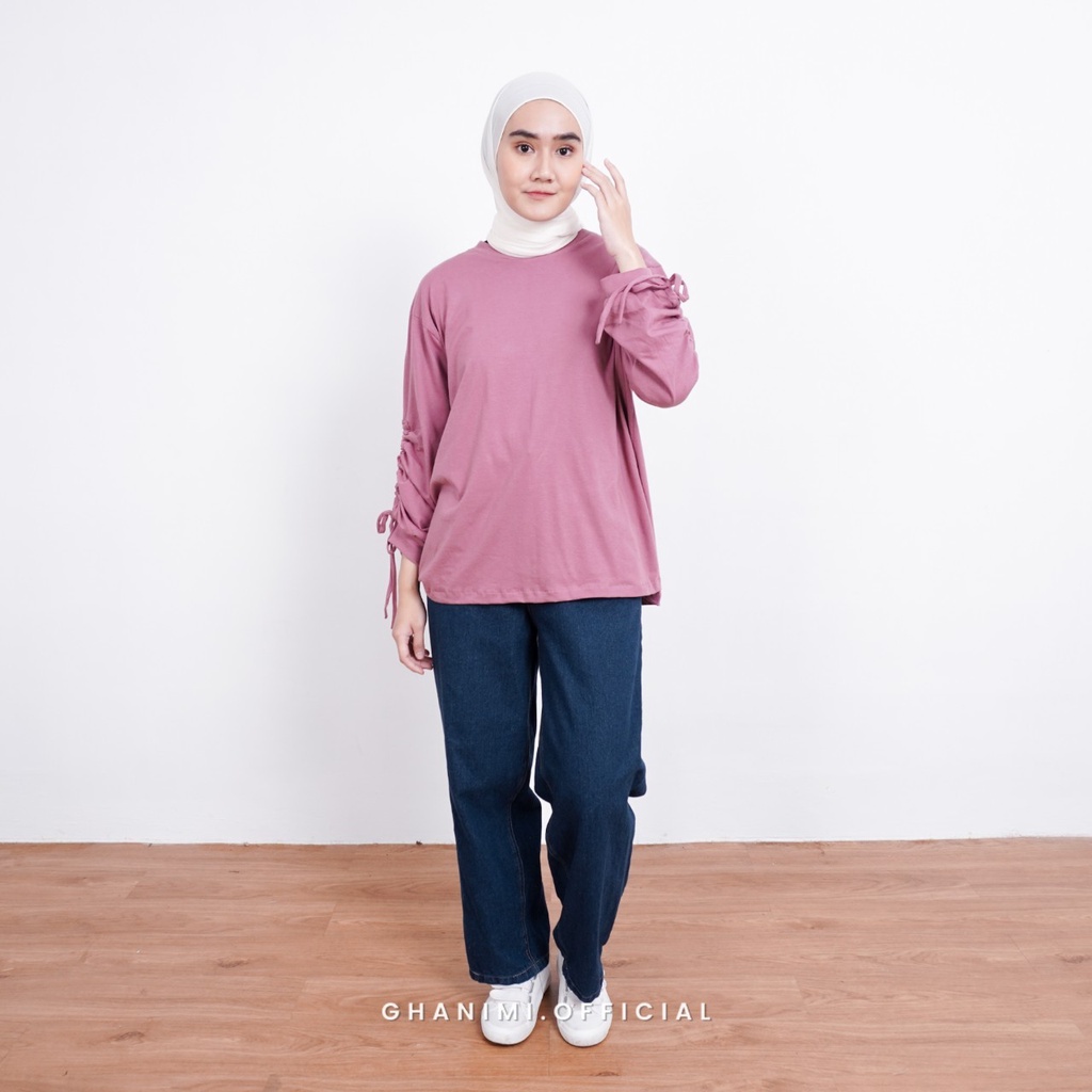 Ghanimi - Berly Blouse / Blus Katun Combed Polos tangan serut wudhu friendly / blus daily murah / blus korean style simple