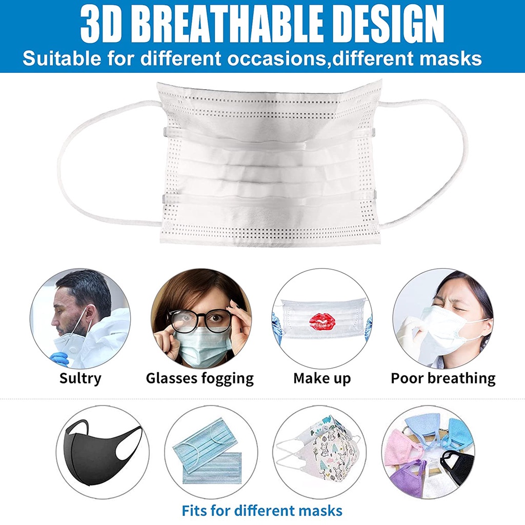 Braket Buckle Masker Mulut Hidung Bentuk U 3D Breathable Tahan Debu