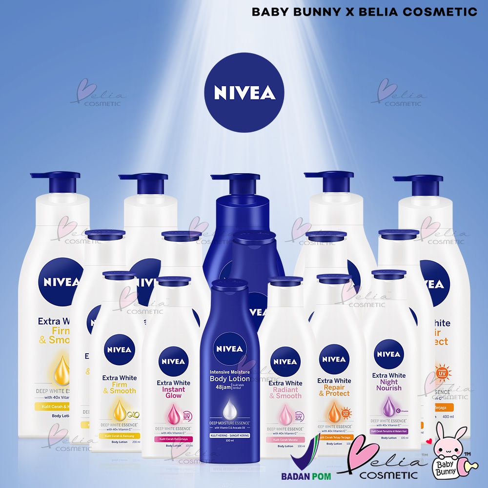 ❤ BELIA ❤ NIVEA Body Lotion Extra White 100 | 200 | 400 | Repair Protect Instant Glow Night Nourish Daily Sun Sunscreen | BABY BUNNY