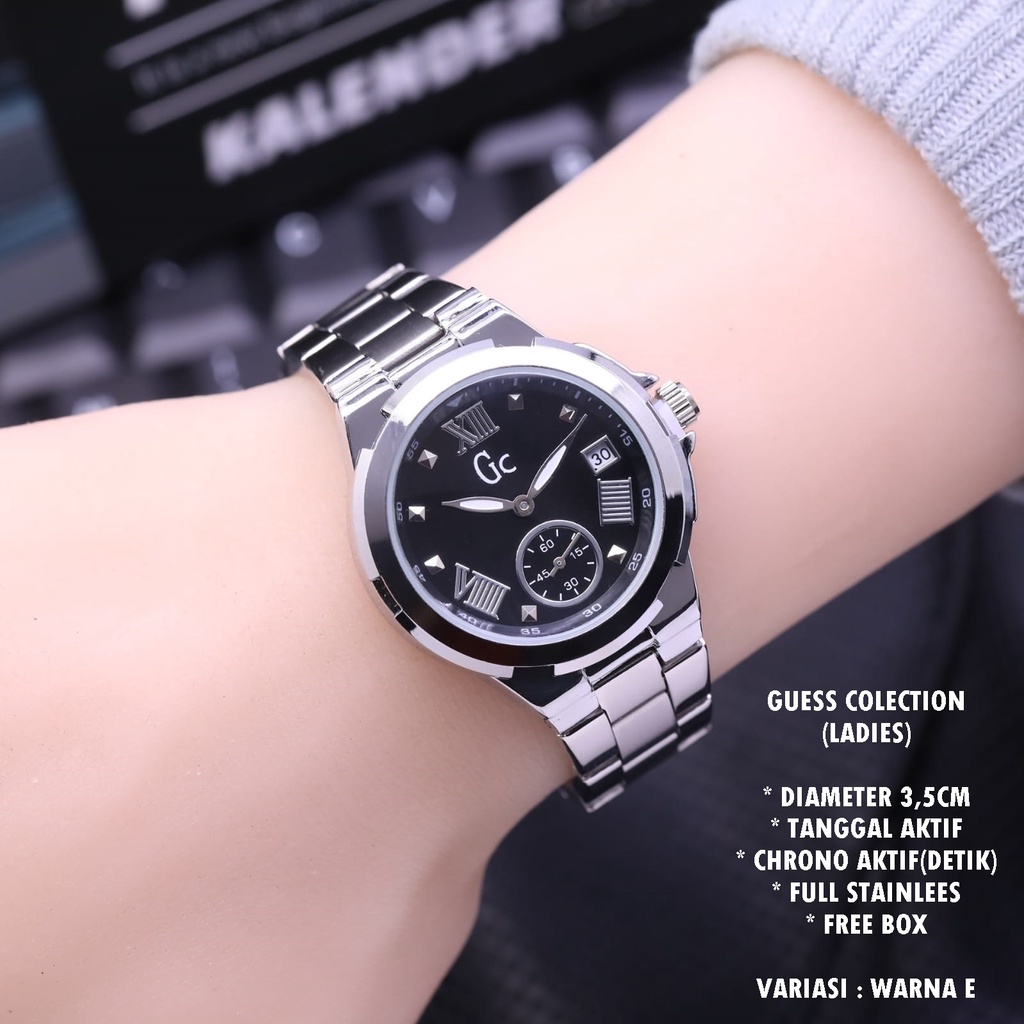 JAM TANGAN WANITA GC RANTAI BODY BULAT TANGGAL &amp; CHRONO AKTIF