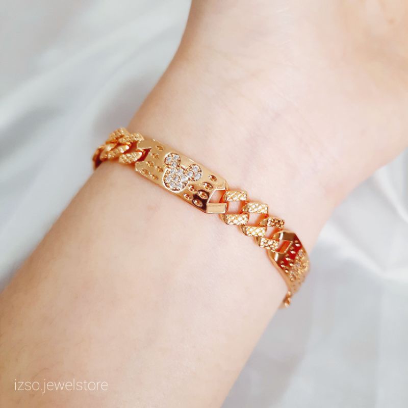 Gelang Xuping Kyeona Cubic Zirconia Crystal Lapis Emas 18k | Gelang Sisik Naga | Gelang Patah-Patah