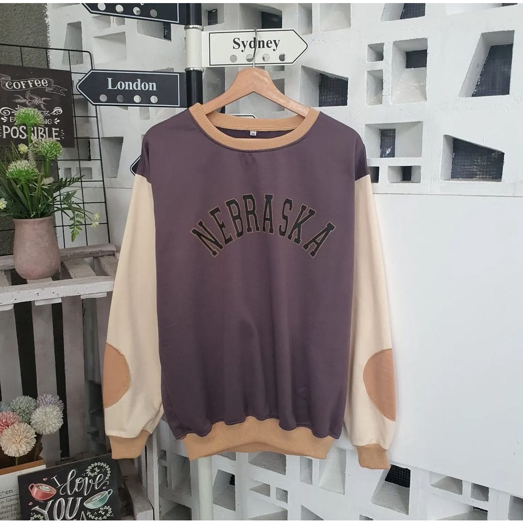 XXL NEBRASKA OVERSIZE SWEATER WANITA KOREAN STYLE - CREWNECK WANITA OVERSIZE - SWEATER COUPLE