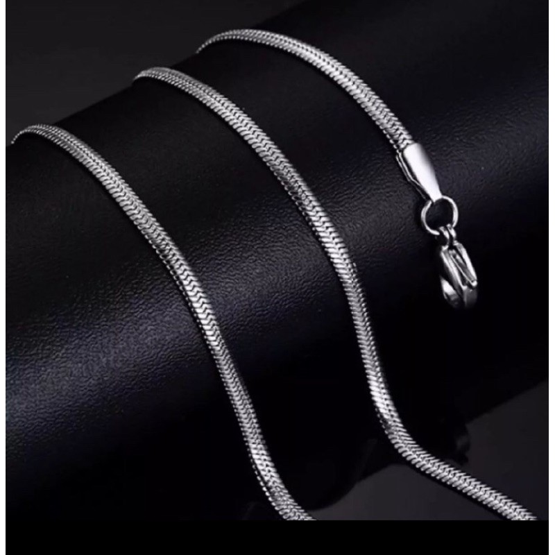 kalung titanium pipih pria anti karat/kalung pria/kalung titanium silver