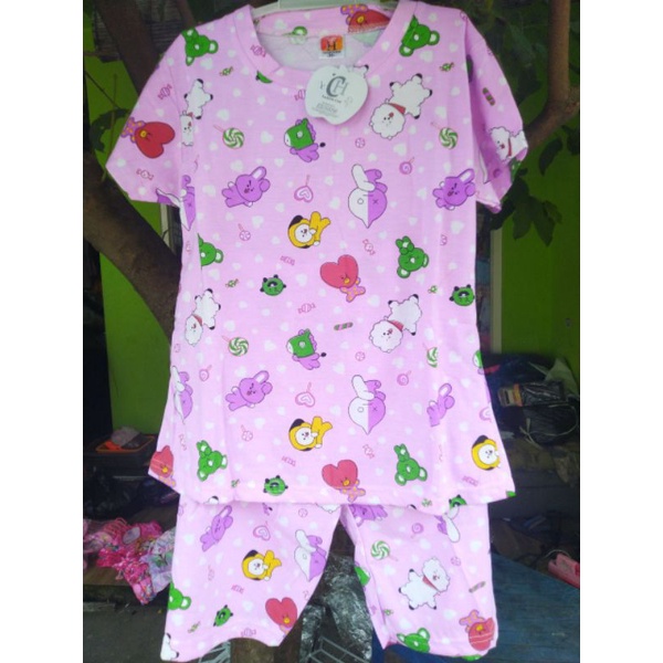 setelan anak bt21 murah/setelan harian anak perempuan/baju anak karakter bt21
