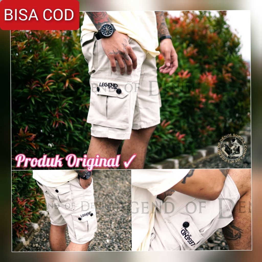 LEGEND Of DENIM ORIGINAL Art 02 Celana Pendek Distro pria Celana cargo pendek pria warna cream