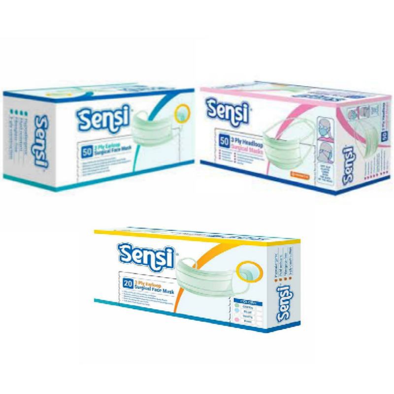 Masker Sensi Surgical Face mask 3ply Earloop Hedaloop Masker Sensi Surgical Face mask 3ply Earloop Hedaloop