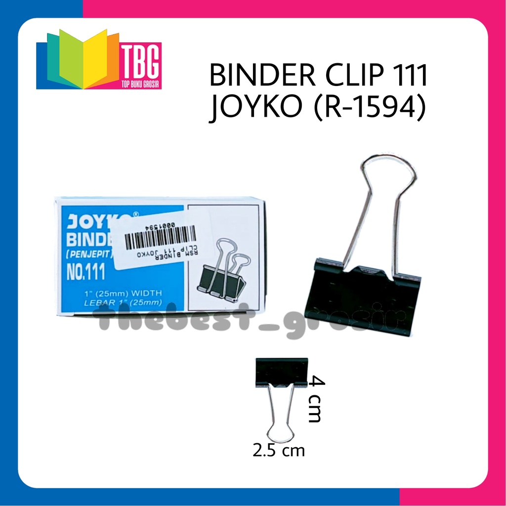 

1 KOTAK KECIL (12 PCS) BINDER CLIP 111 25MM JOYKO / PENJEPIT JOYKO/ KLIP KERTAS / PENJEPIT KERTAS (R-1594)