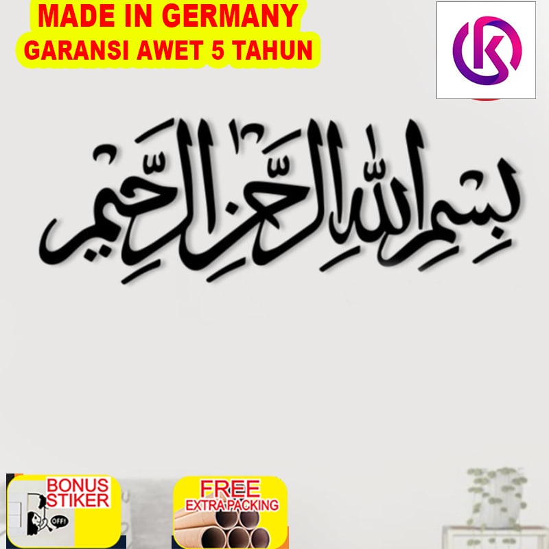 

Promo Kaligrafi Bismillah Hiasan Islamic | Wall Sticker Akrilik Timbul 3D - Hitam 50x18