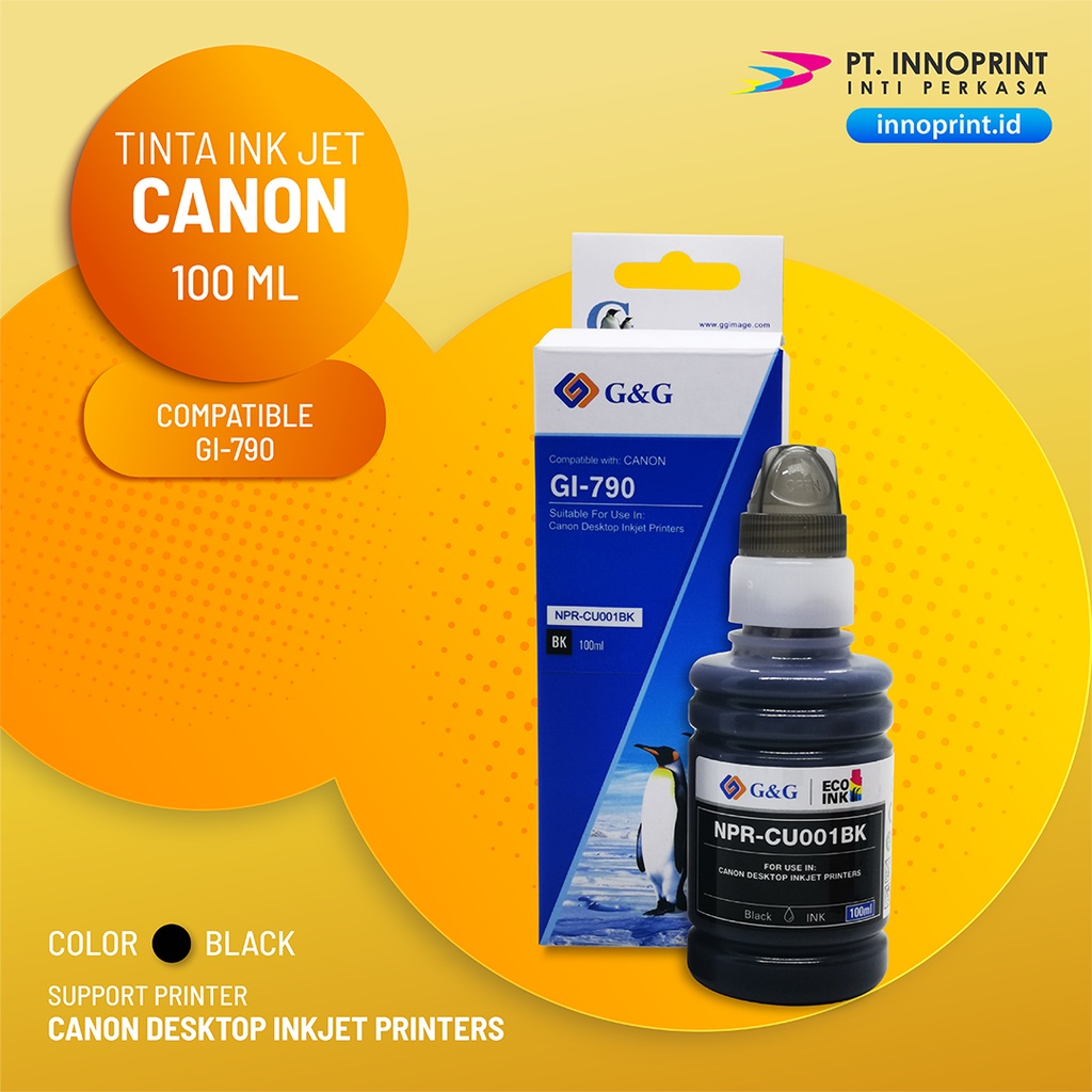 Tinta Canon G&amp;G Original Compatible GI-790 Printer Canon PIXMA G1000/2000/2002/3000/G4000