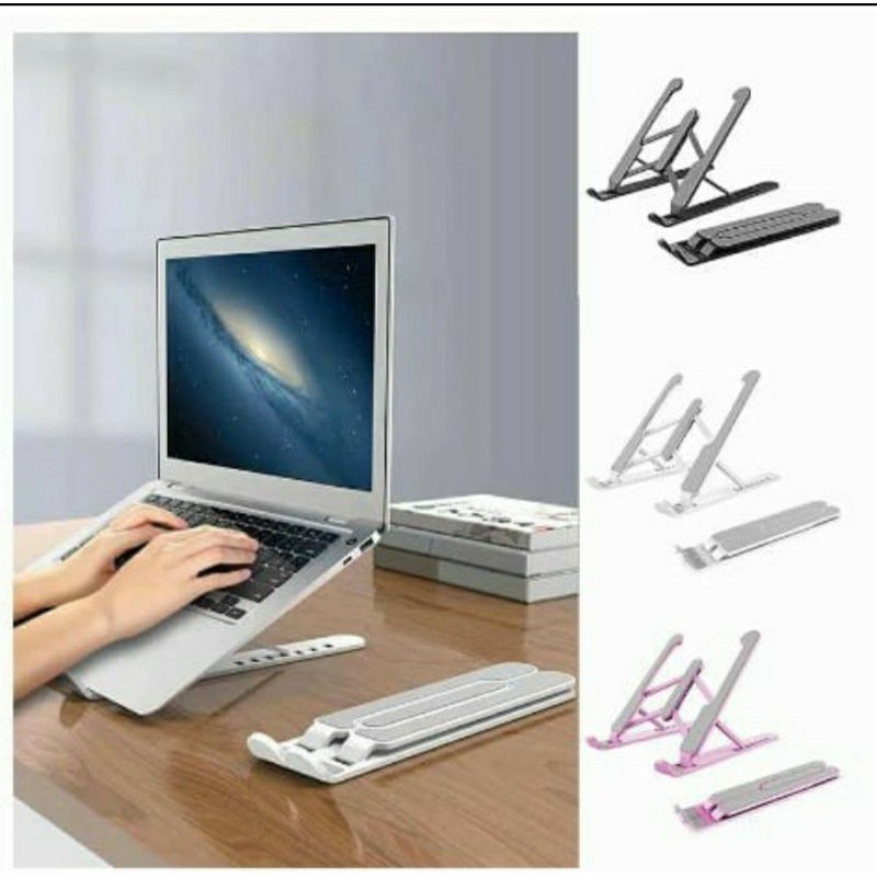 Tatakan meja Ipad Tab Tablet Laptop Stand Desk Foldable bisa atur kemiringan bahan plastik