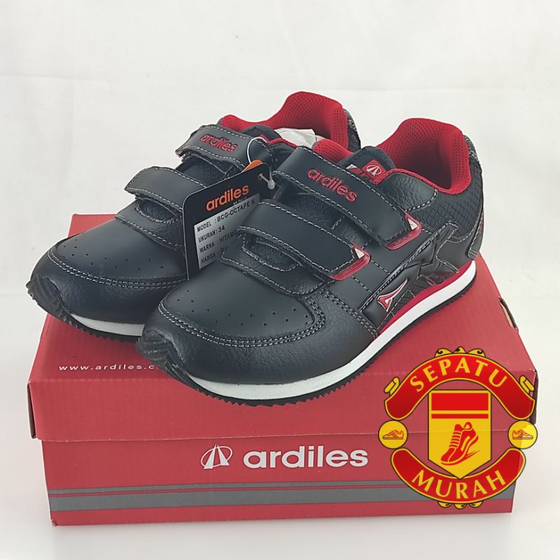 Sepatu Ardiles Anak Lelaki Octape Hitam Merah K (31-34) VELCRO