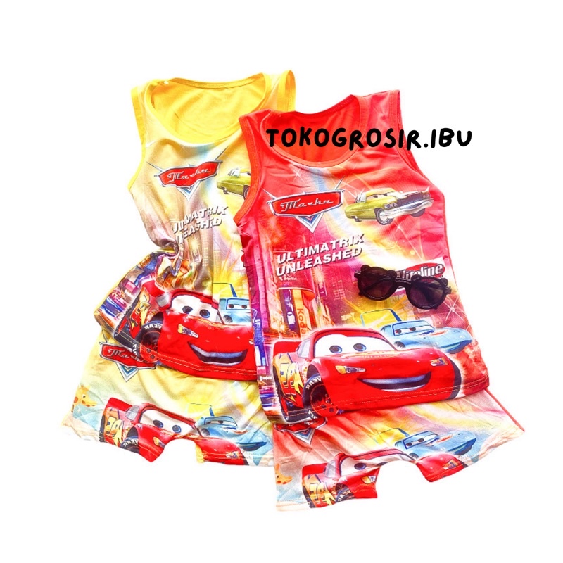 Setelan Singlet Anak Laki Laki Cowok Bayi dan Boxer Anak Cars Baju Anak Laki Kaos Dalam Anak Singlet