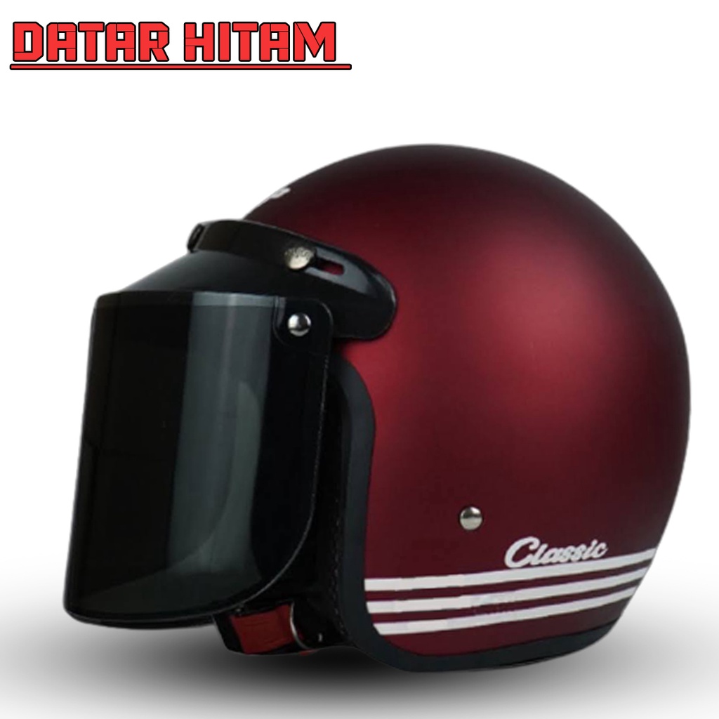 Helm Bogo Classic Half Face Retro Dewasa SNI Kaca Bogo Datar Untuk Pria Dan Wanita COD FREE PACKING DUS