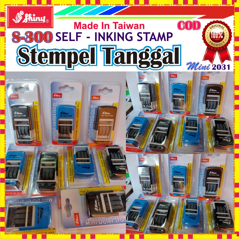 

STEMPEL TANGGAL CAP SHINY S-300 MINI OTOMATIS WARNA HITAM DAN BIRU KANTOR TOKO EXPIRED DATE SERBAGUANA
