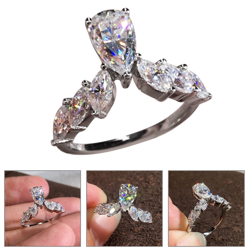 Female Finger Rings For Dance Party Dazzling White Cubic Zirconia Elegant Women Accessories Fashion Jewelry Bulk