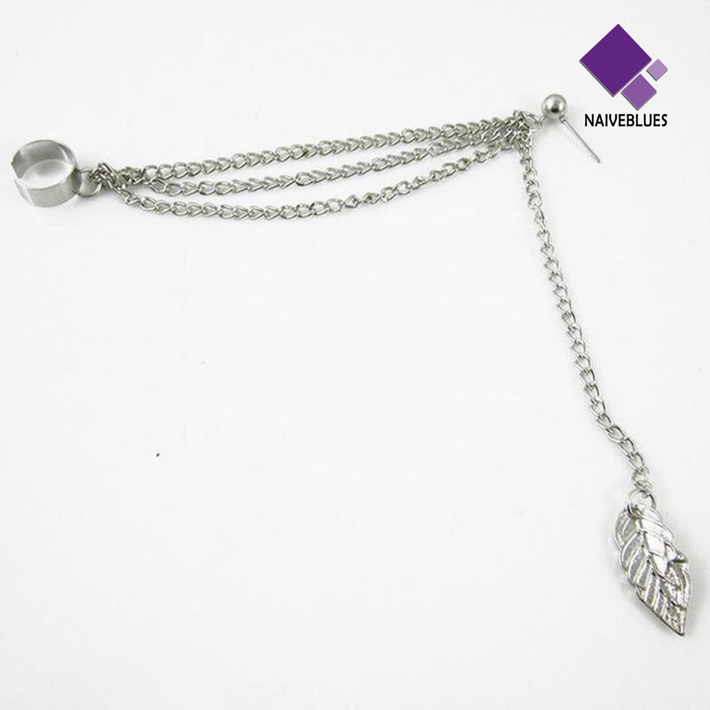 Anting Menjuntai Bentuk Daun Bahan Logam