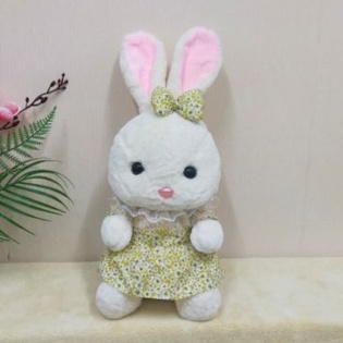 Boneka Kelinci Dres Bunga Size 12&quot;/42cm/boneka rabbit baju/boneka animal/boneka anak lucu/