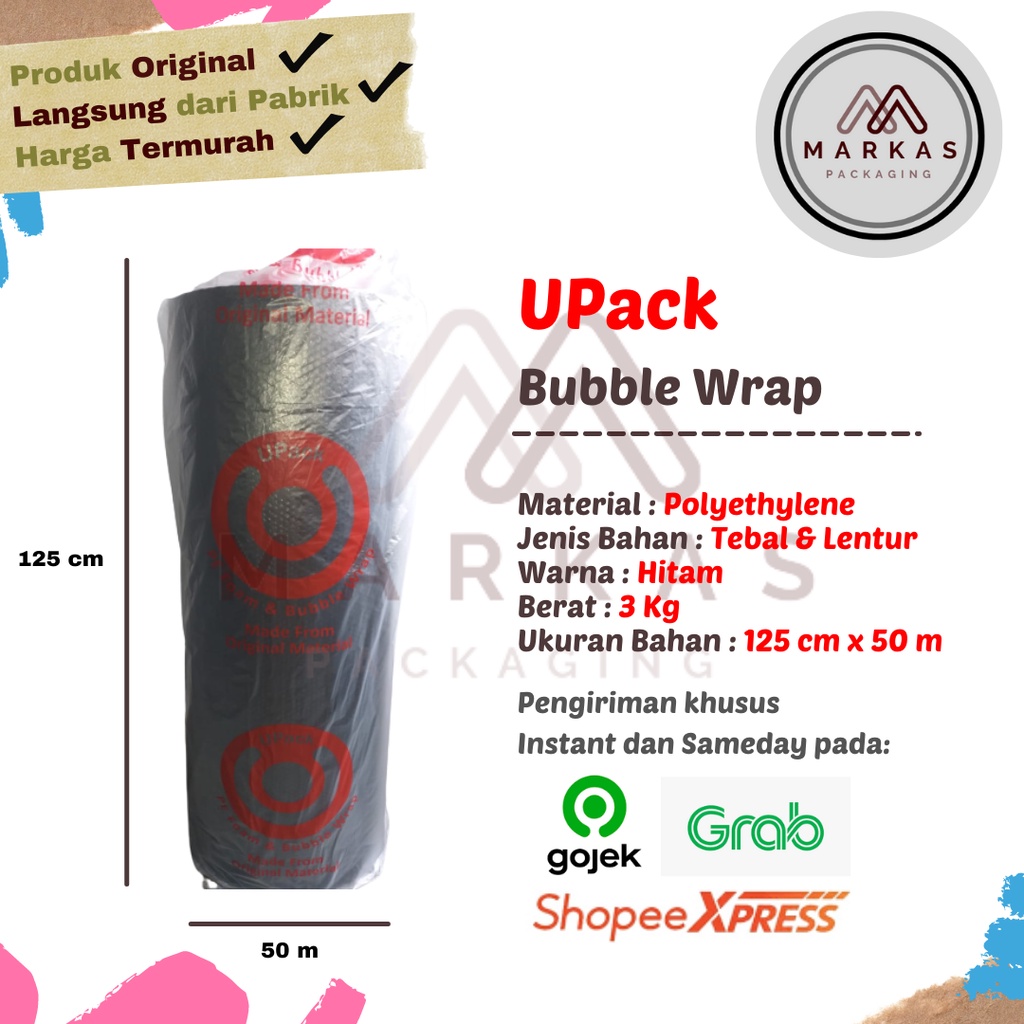 

Bubble Wrap Hitam Ukuran 3 Kg Upack Murah Premium Quality 125 CM x 50 M / Plastik Bubble Wrap Packing Online